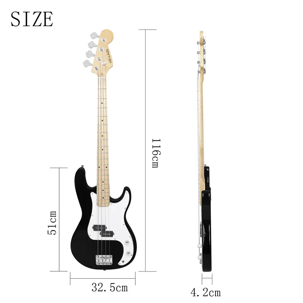 HK·LADE 4 Strings 20 Frets Bass Guitar Maple Body Neck Electric Bass Guitar Guitarra With Amp Bag Strap Tuner Guitar Accessories