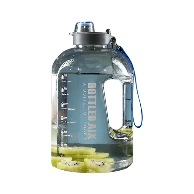2,2L sportvattenflaska stor kapacitet 1 gallon vattenflaska med tidsskala BPA-fri plastflaska utomhusträningsvattenkopp_voghion.com