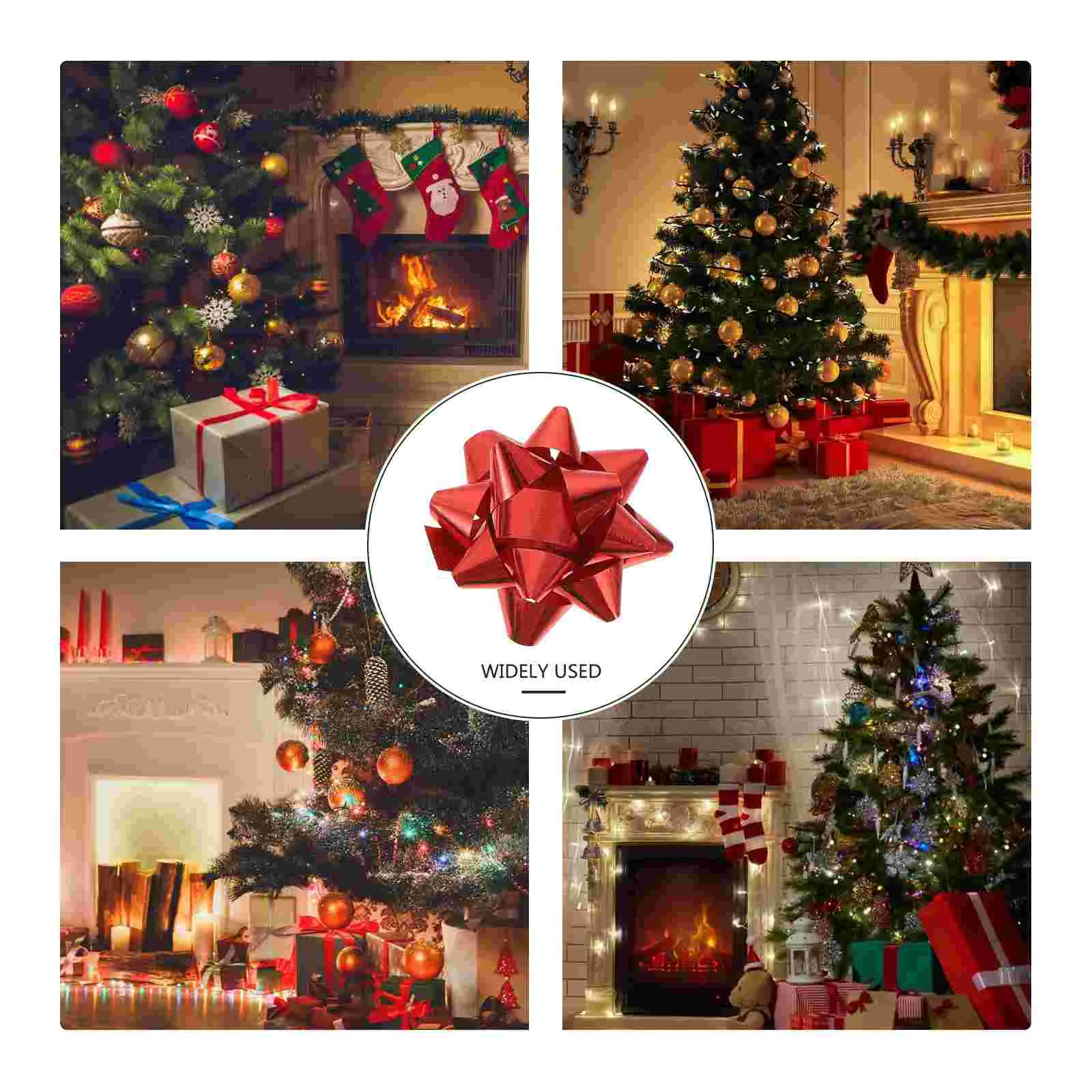 

100 Pcs Christmas Decor Decoration Star Flower Plastic Flowers Gift Box Party Layout Fake Decorative