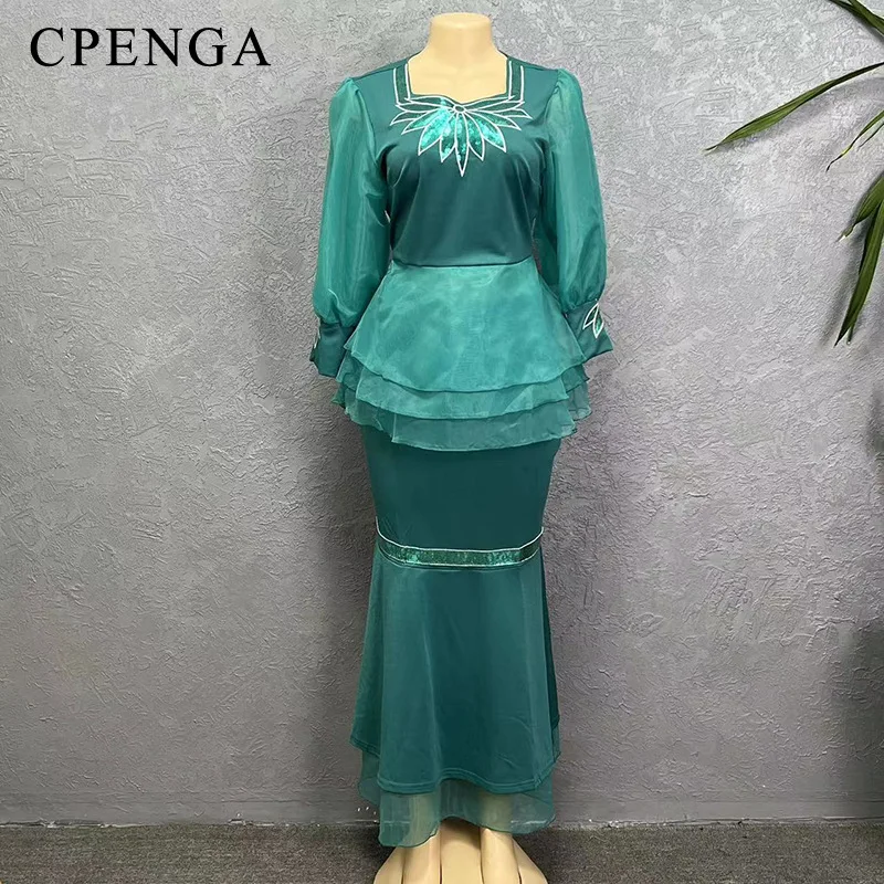 

Элегантное платье в африканском стиле женская элегантная женская Свадебная вечерняя одежда Вечерние 2 штуки сексуальный топ и юбка подходящие комплекты