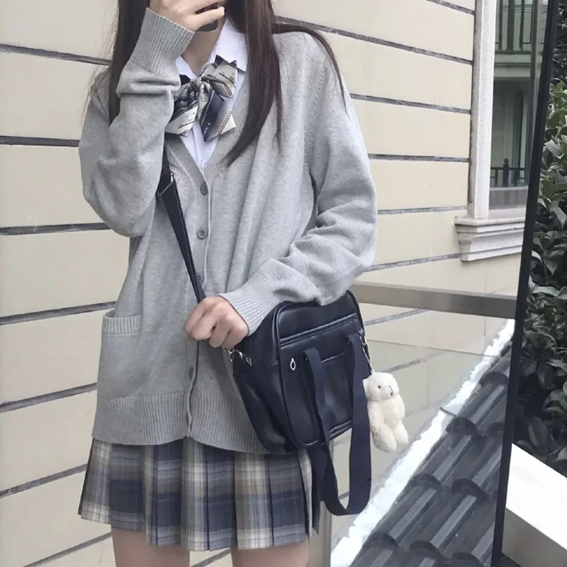 Spring Cosplay School JK Uniform Cardigans Sweater for Lovely Girls Women Long Sleeve Knitted Japanese Sailor Uniform Tops