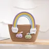 Cartoon rabbit decorative handbag Rainbow floral shoulder bags 4