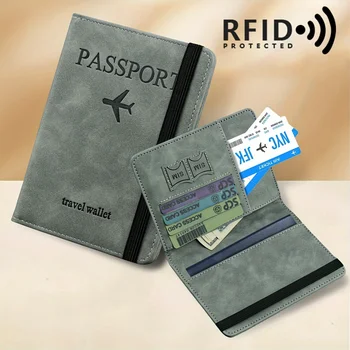 Porta Passaporto Retrò in PU, Portafoglio Multifunzione con Blocco RFID, Custodia per Passaporto con Scomparti per Carte e Oggetti Personali