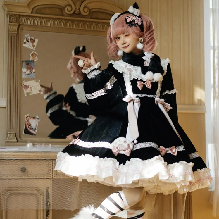 Long Sleeve Cat Bow Detail Lolita Long Sleeve Dress Lolita Dress