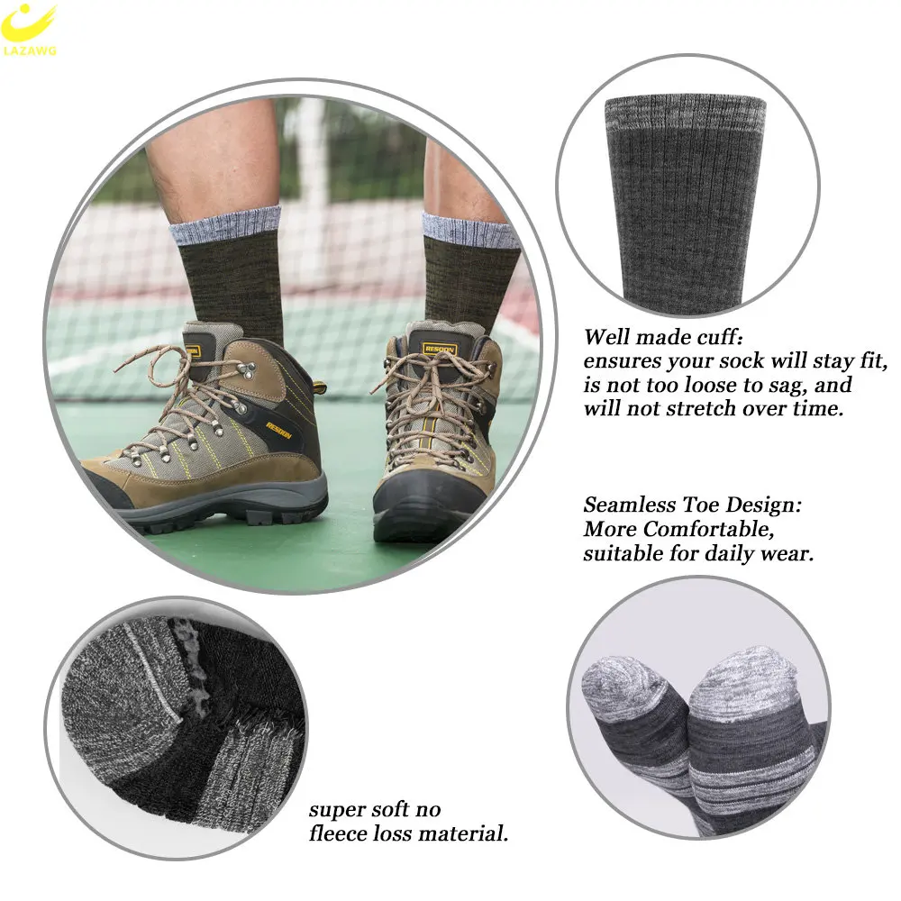 LAZAWG 5Pairs Men's Cotton Running Crew Socks Middle Tube High Quality Casual Breathable Warm Sports Socks for Men Soft Sock