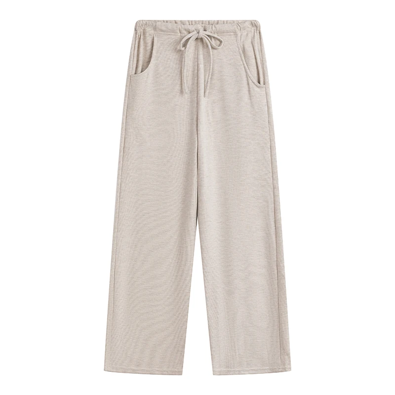 Autumn Winter Casual Maternity Long Pants Drawstring High Waist Loose Straight Trousers for Pregnant Women Youth Pregnancy