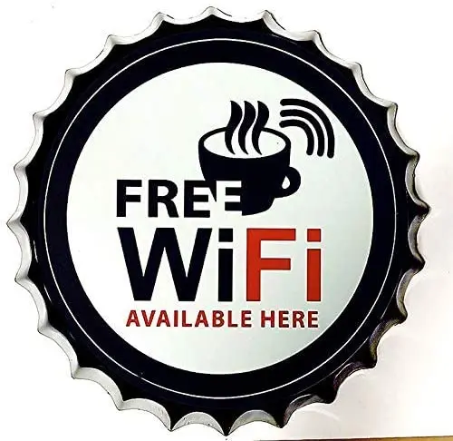 

Modern Retro Tin Sign Bottle Cap Metal Poster- Free WiFi, Avallable Here ! for Shop/Bar/Club/Cafe/Home/Wall Decor