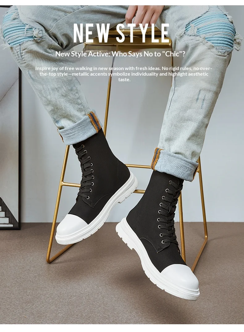 Herren 4 cm Plateaustiefel Wildleder High Top Chunky Sole Anti-Rutsch-Schuhe Reißverschluss hinten Höhe erhöhen lässige bequeme Stiefel – Detail 5