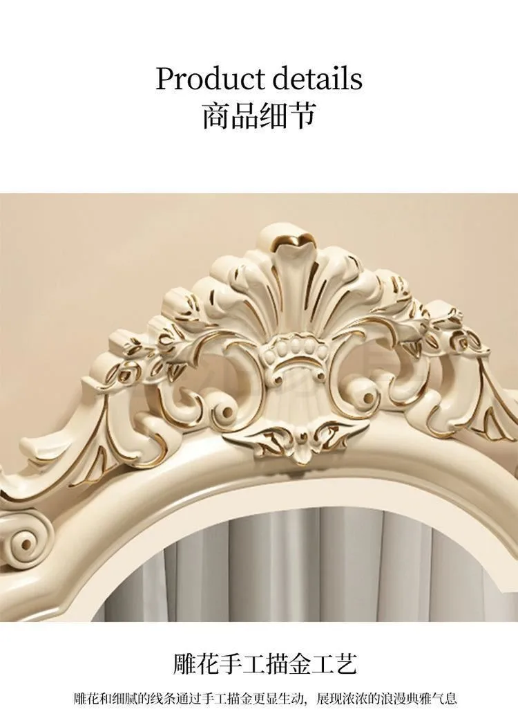 Description Picture 4 of itemVintage Aesthetic Dresser Cabinet Led Desings Wood Luxury Drawer Bedroom Makeup Table Mirror Hotel Toaletka Bedroom Furniture