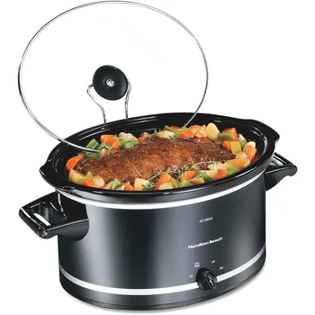 8Quart Slow Cooker with 3 Cooking Settings for Home Meals DishwasherSafe Stoneware 1