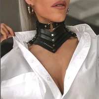 Noir Sexy à la mode Rock gothique collier colliers bijoux gothique en cuir ceinture Rivets Harajuku Punk collier ras du cou pour les femmes cadeau 1
