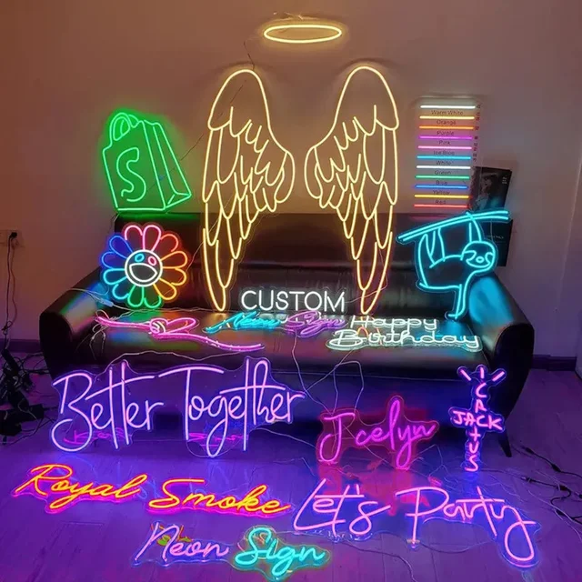 맞춤형 네온 사인은 개인이 원하는 모양과 로고로 만들어지는 제품입니다.