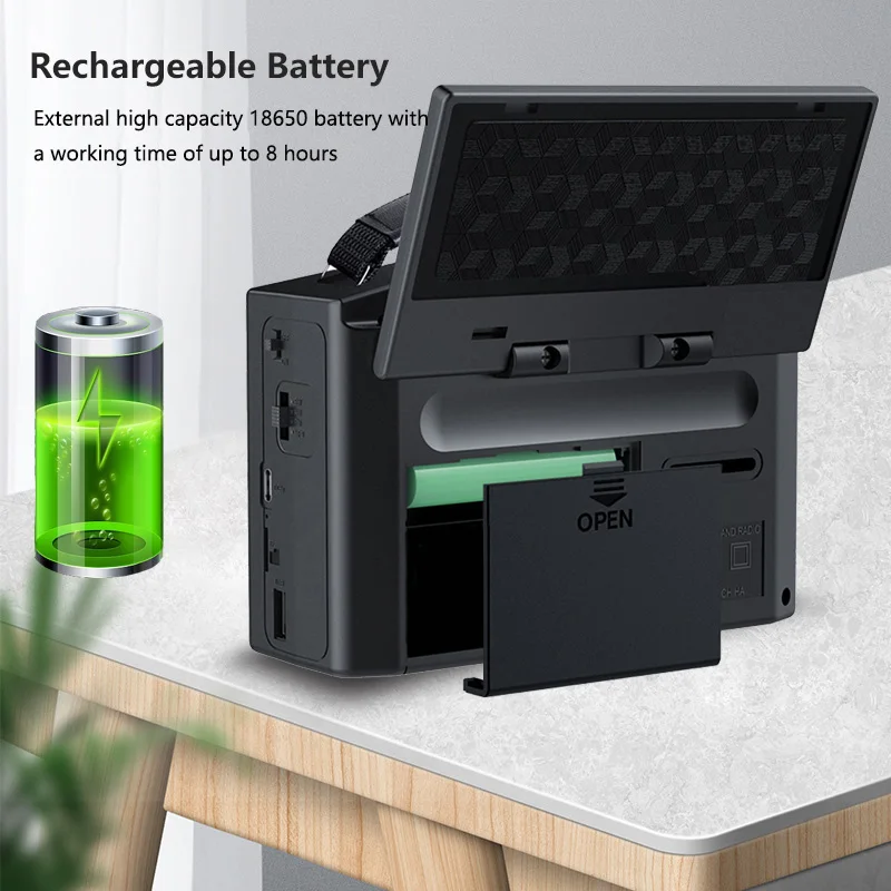 Rechargeable Portable Radio with AM/FM, Shortwave, MP3 Player, and Bluetooth Speaker