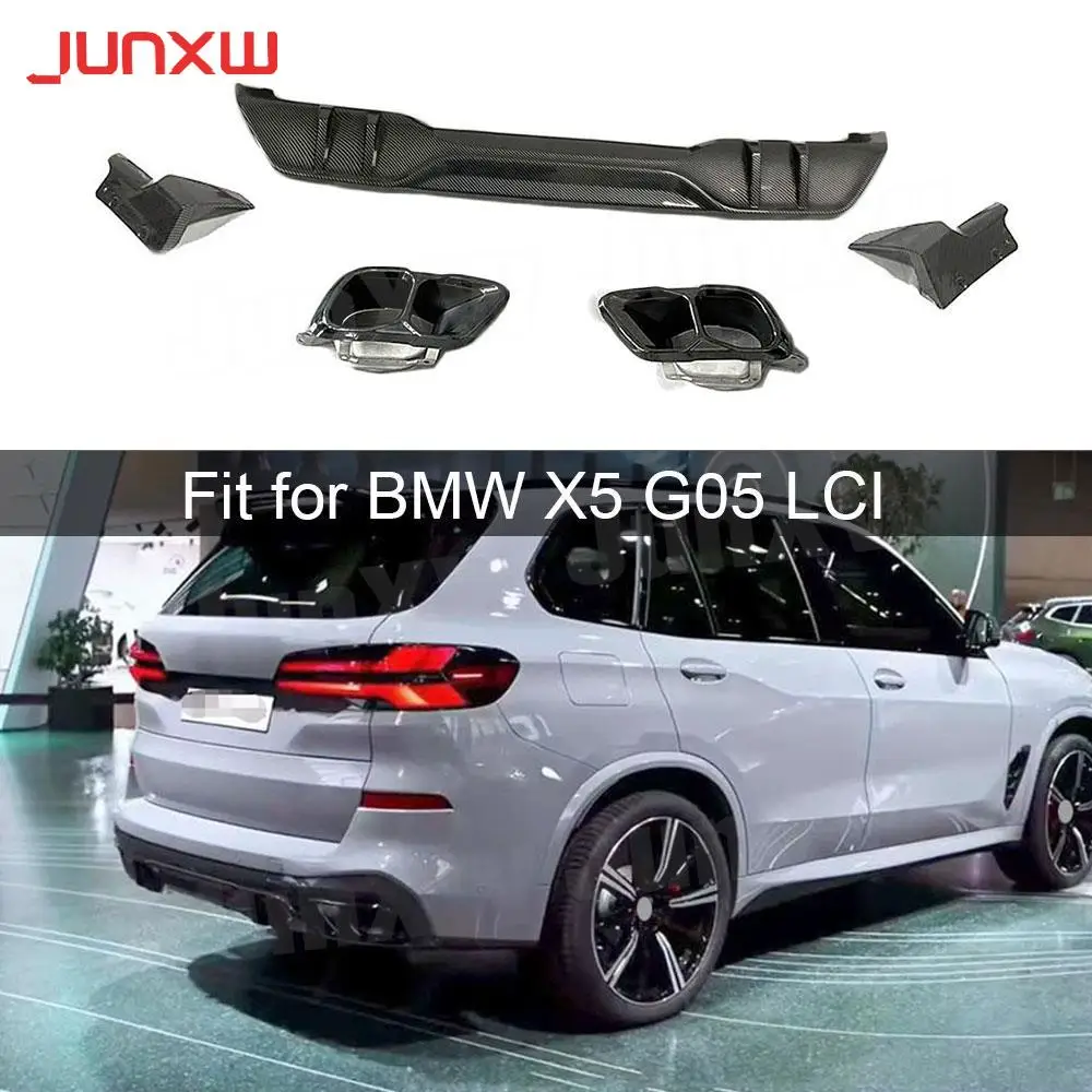 

For BMW X5 G05 LCI M Sport 2023+ ABS Rear Bumper Lip Diffuser Splitters Exhaust Tips Decoration Body Kits Car Accessories