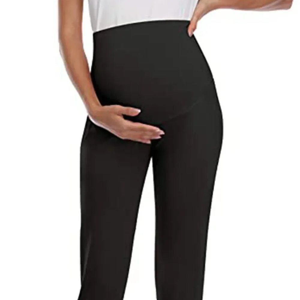 Spring Maternity Women's Casual Pants Premama Solid High Waist Strechy Lounge Trousers For Pregnant Women Joggers With Pockets 4