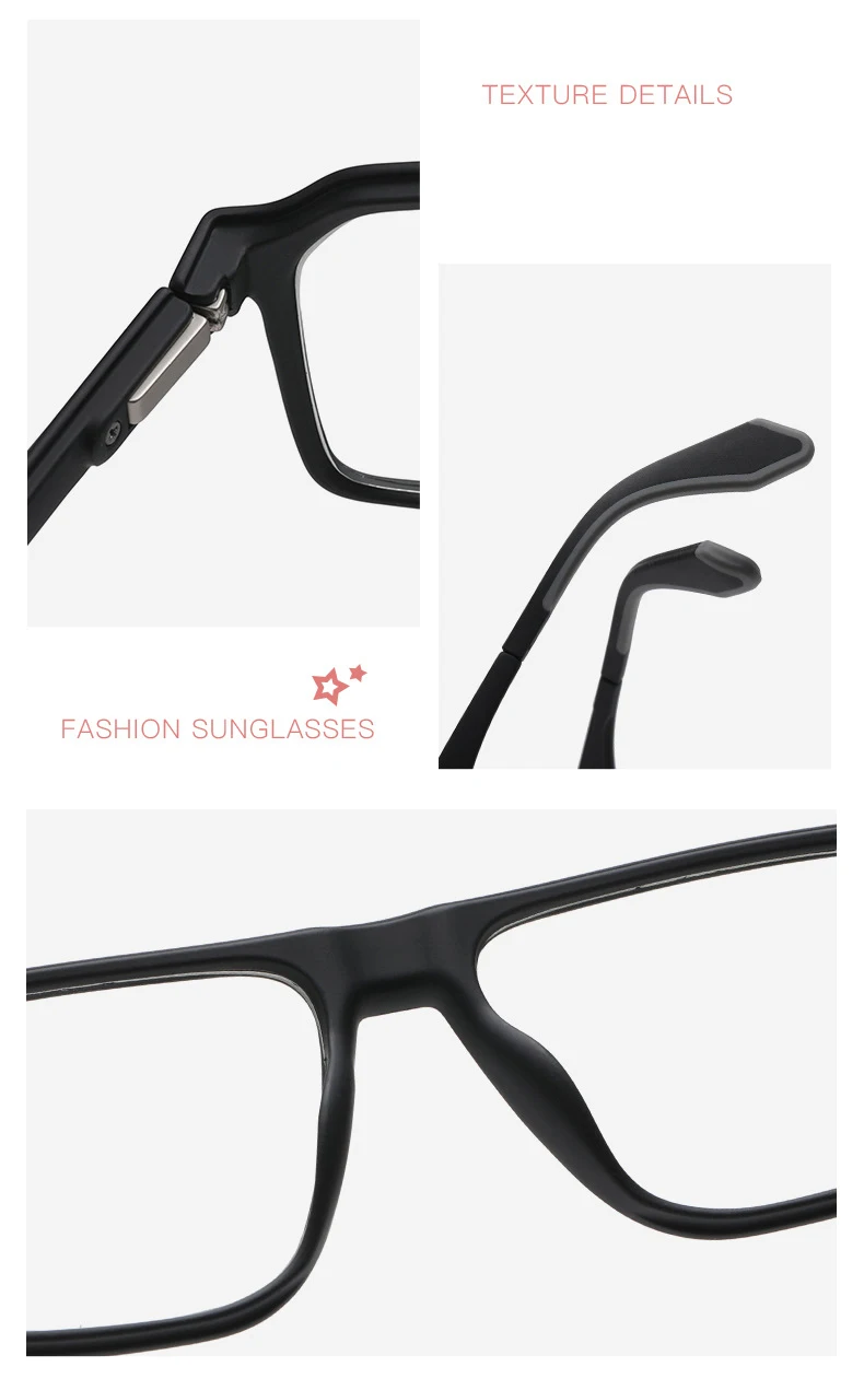 Neuer rutschfester Brillenrahmen, lichtempfindlicher, farbwechselnder flacher Frühlingsfußspiegel, Anti-Blaulicht-Myopie-Brille 6078 – Detail 5