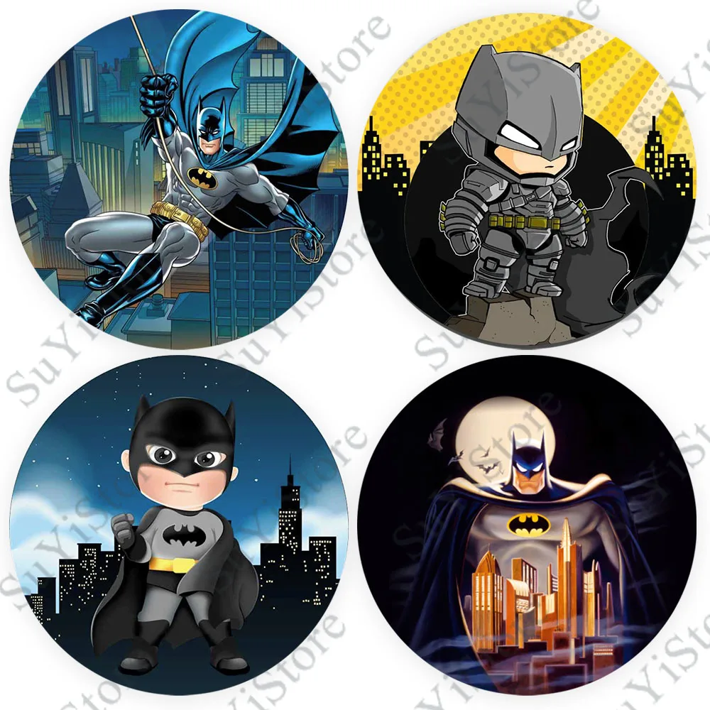 Supereroe Batman Round Background Cover Per Ragazzi Festa Di Compleanno Baby Shower Dc Comics Circle Photo Background Plinth Covers
