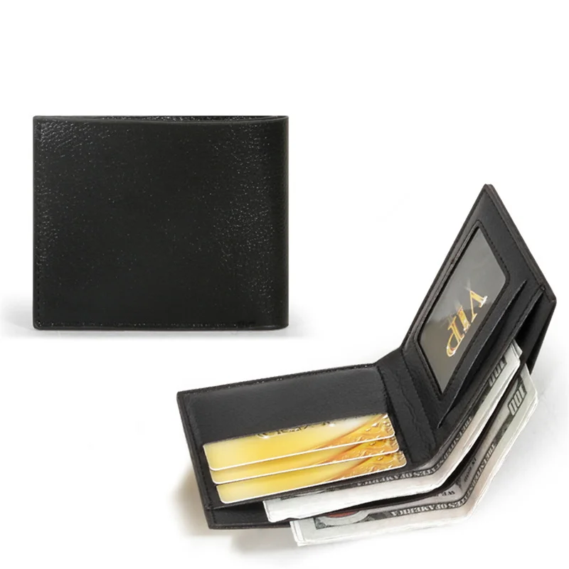 Men PU Wallets Purses Slim Money Credit ID Cards Holder Bag Coin Purse Inserts Business Foldable Cowhide Wallet  Men's Wallet