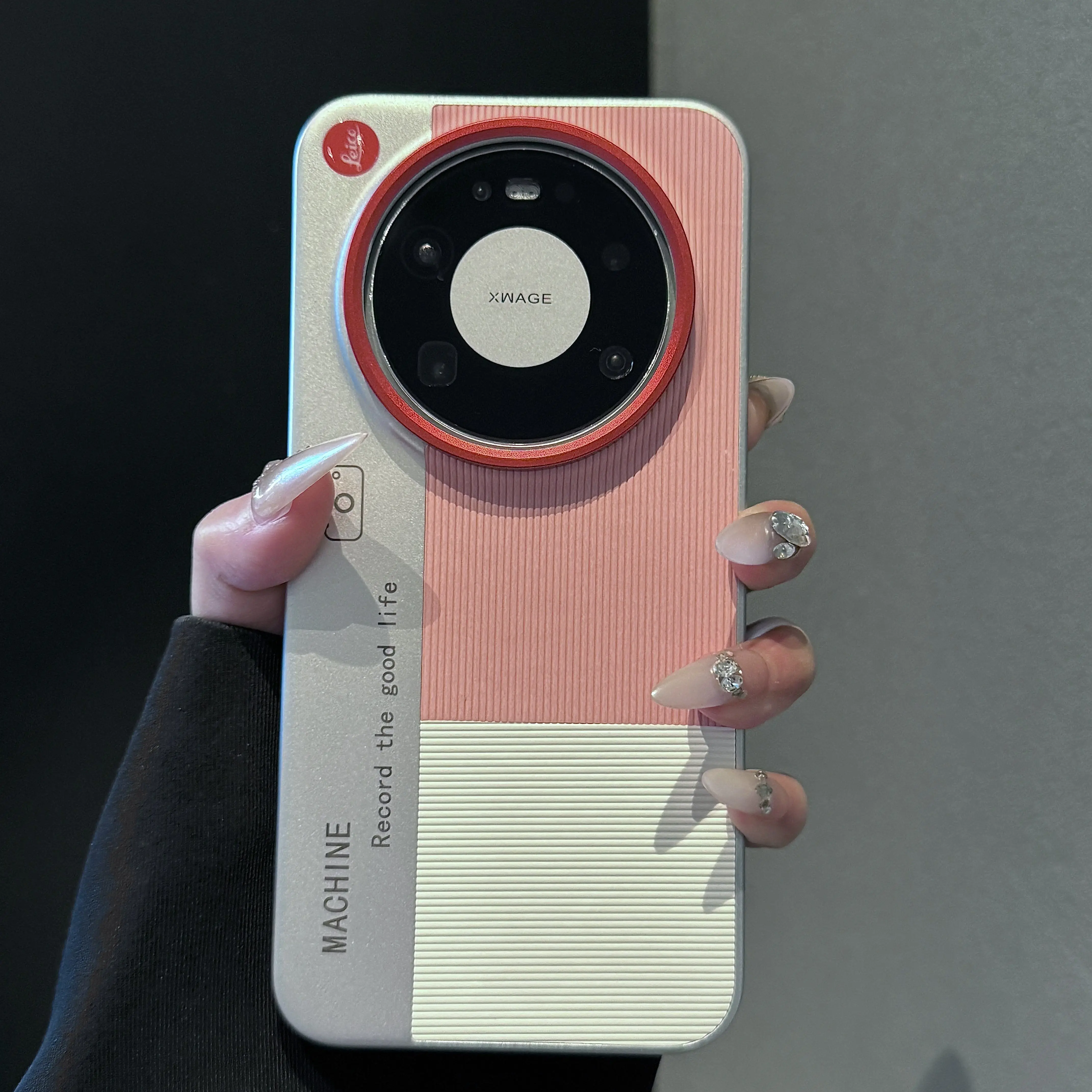Camera-Style Vertical Pattern Leather Full Coverage Hard Case