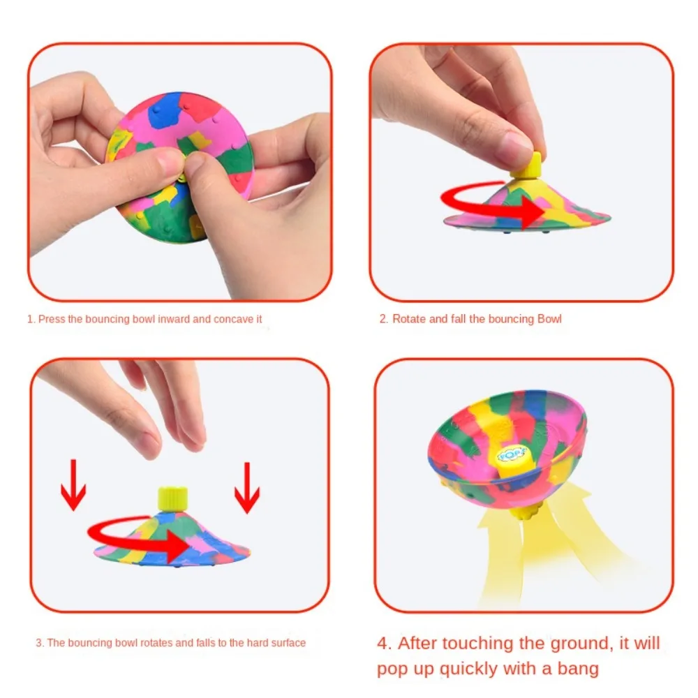 Anti Stress Outdoor Fun Bouncing Ball Spinning Half Ball Bounce Bowl Fingertip Fidget Toys Kids