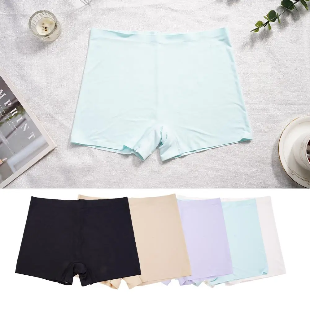 여성용 슈퍼 쿨링 안전 반바지, 심리스 아이스 실크 복서, 언더 스커트, 여름 통기성, 걷기 방지 팬, J4D0 