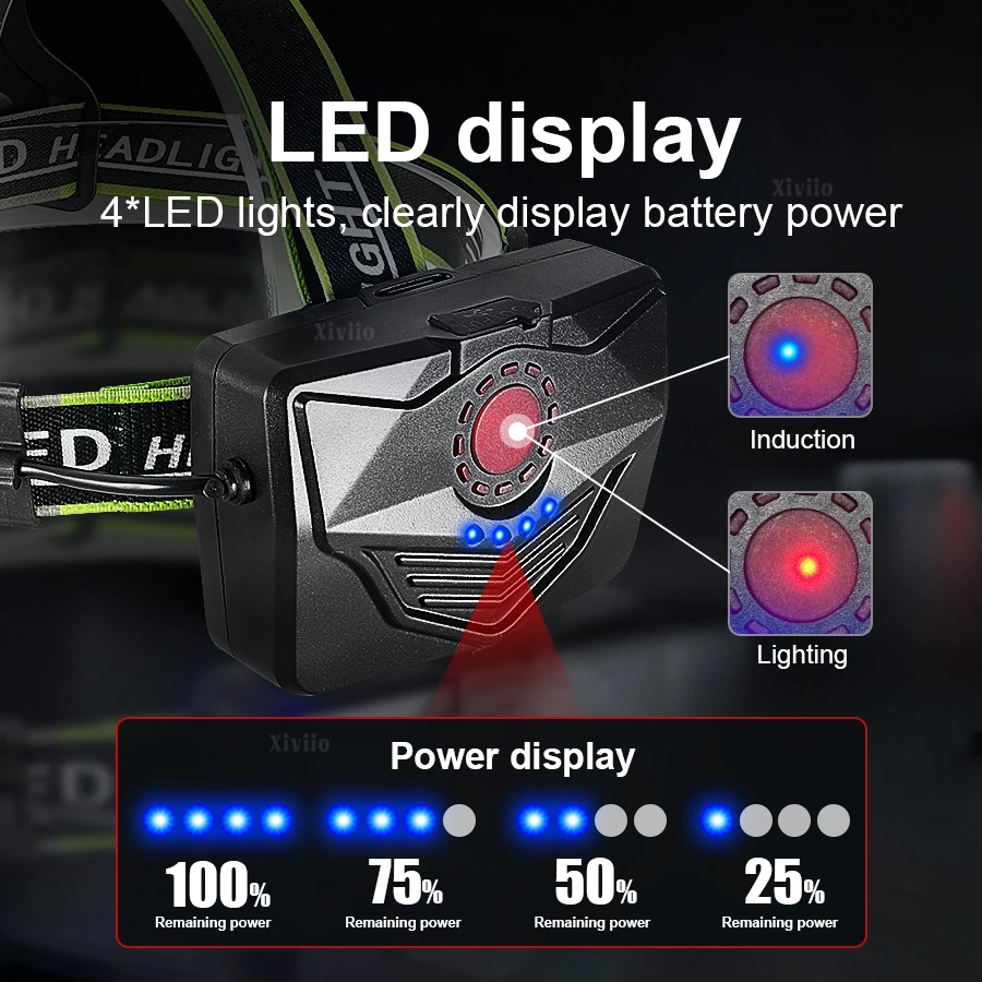 78000000LM 울트라 브라이트 LED 헤드램프 강력한 충전식 헤드 손전등 3*18650 배터리 헤드 토치 낚시 캠핑 줌 램프