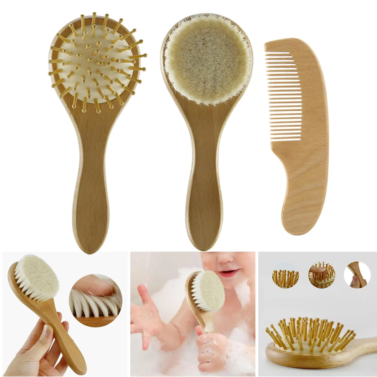 3-Pack Hair Brush Comb Air Cushion Comb Hairbrush Brushes for Kids Women Men