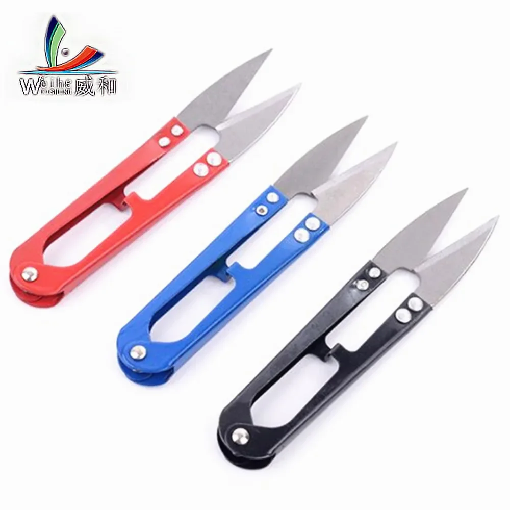 1pcs High high quality carbon steel Shear Fish line scissors 15g/10.5cm  U-shaped fishing line scissors sewing fishing pliers 2
