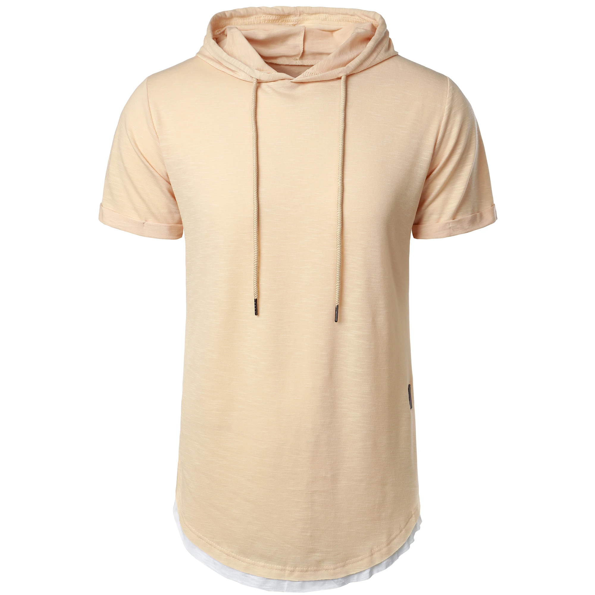 New men's summer hooded T-shirt Men's solid color top men's short sleeve T-shirt Hoodie casual fashion men's short sleeve 4