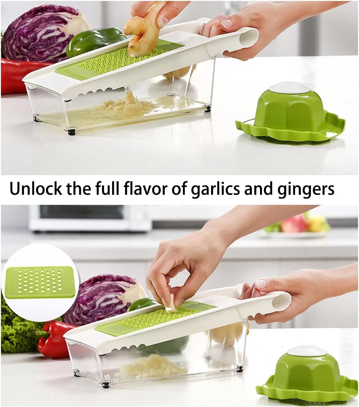 5 In 1 Mandoline Slicer Stainless Steel Mandolin Vegetable Slicer Julienne Cutter Dicer with Container Cheese Shredder YY053