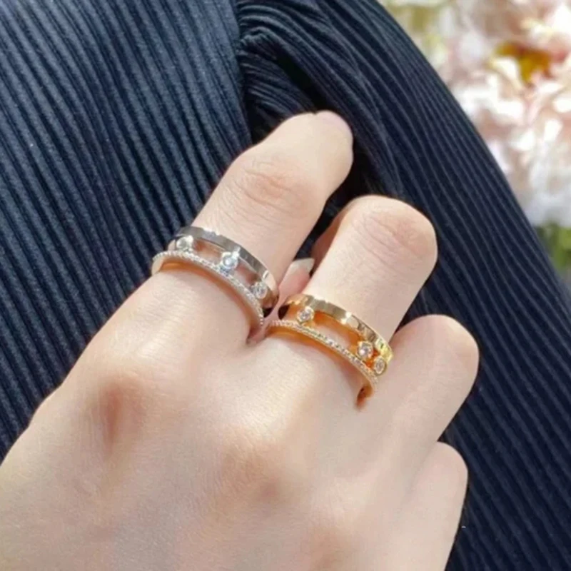 Fashion French Jewelry S925 Silver Classic MOVE Slide Ring Exquisite Women's High-end Luxury Accessories Party Holiday Gift