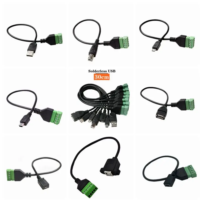 

USB-коннектор без пайки, зеленый, 0,3 м