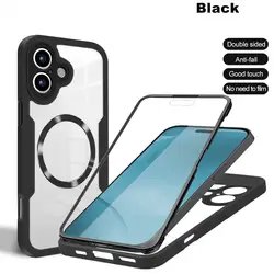 Crystal Clear 360° Magnetic Shockproof Phone Case with Full Wrap Protection - iPhone 15 Plus (BK)