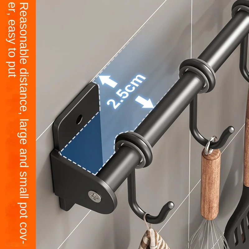 Kitchen Storage Rack Wall Mounted Organizer Spoon Holder Rack Kitchen Lid Rack Kitchen Utensil Rack Pots and Pans Hanging Rack Wall Mounted Stainless Steel Lid Cooking Utensil Hanger Sliding Hooks for Spoon