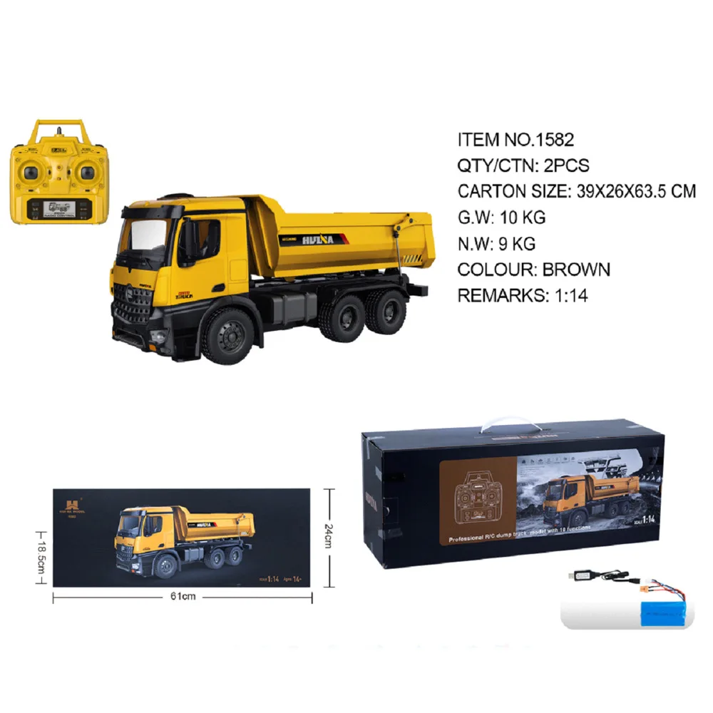 Huina 1582 Alloy Remote-controlled Dump Truck Simulation Multifunctional Loader Excavator Engineering Vehicle Model Adult Toy Gi 6