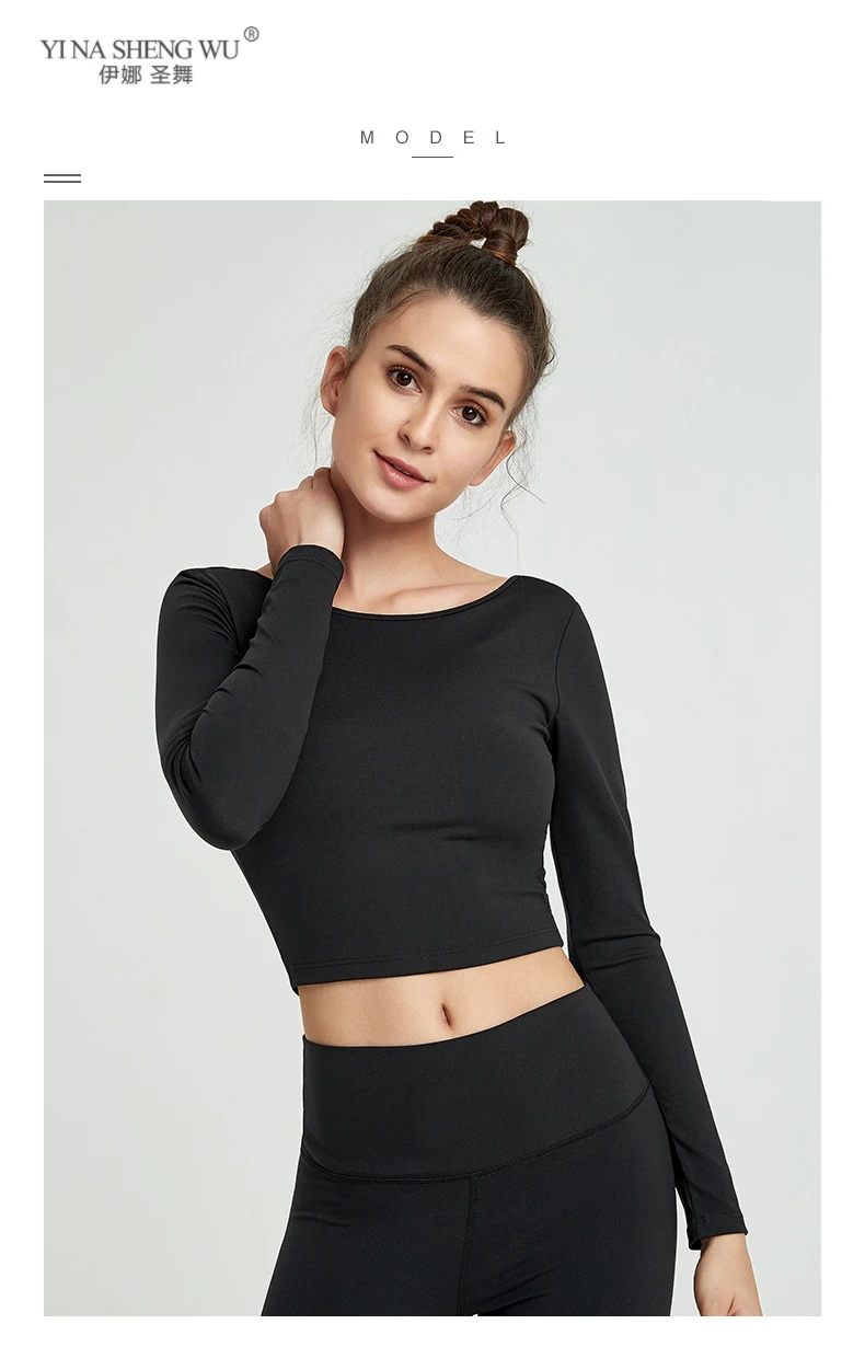 Sexy Yoga Top mit Gebaut In Bh Schnell Trockenen Ernte Top Workout Shirts Weiß Langarm Sport Top Mesh Splice fitness Yoga Hemd – Detail 7