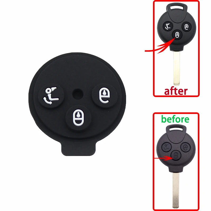 Cocolockey 3-Tasten-Silikon-Schlüssel-Gummipolster für Benz Smart Fortwo K City Paar Fernbedienung Smart Key Autozubehör – Detail 5
