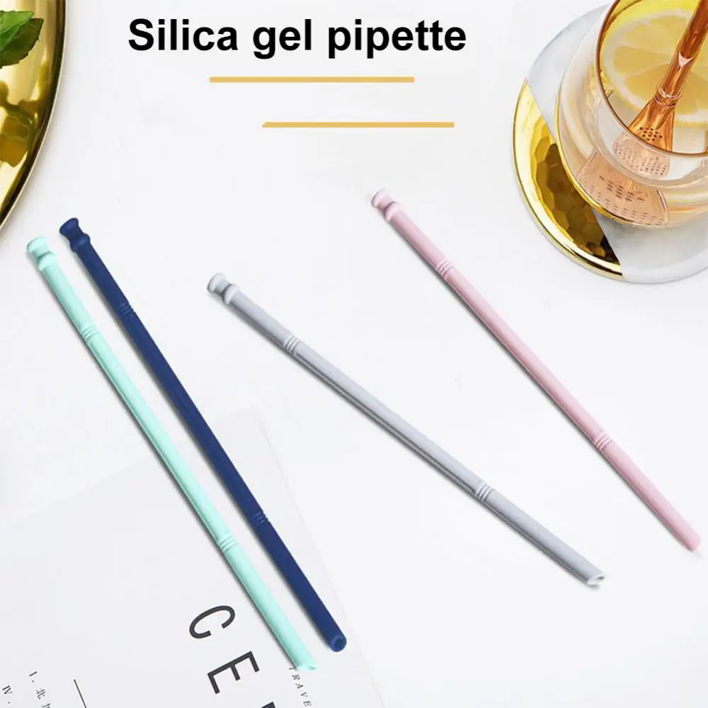 Water Cup Straw Silicone Food Grade Long Flexible Reusable Drinkware Kitchen Accessories Childrens Supplementary Straw Colorful