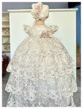 Lace Pearl Christening Gown 1
