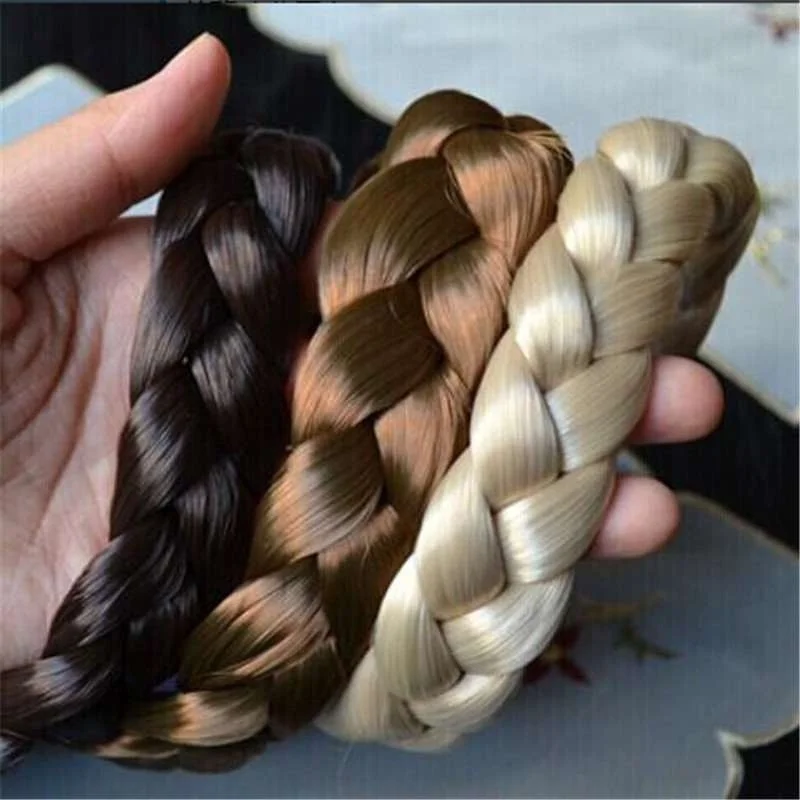 Braided Women's Elastic Hair Headband - Adjustable Synthetic Hair Accessory