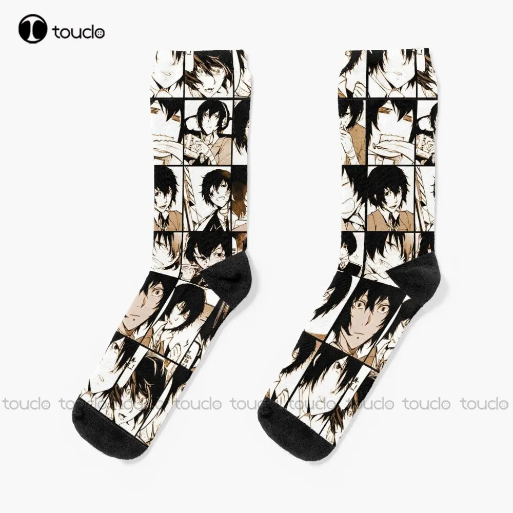 

Dazai Osamu Collage- Manga Color Version Socks Cotton Socks Personalized Custom Unisex Adult Teen Youth Socks Custom Gift Funny