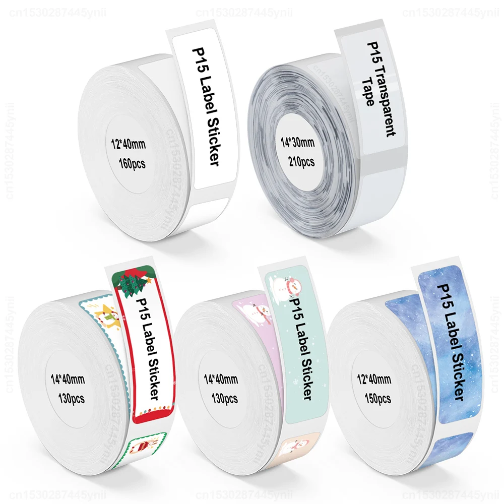 

P15 Transparent White Label Tape 14*40mm Adhesive Christmas Label Sticker Use for P15 P12 P11 DELI Q2 PRT M11 Mini Label Printer