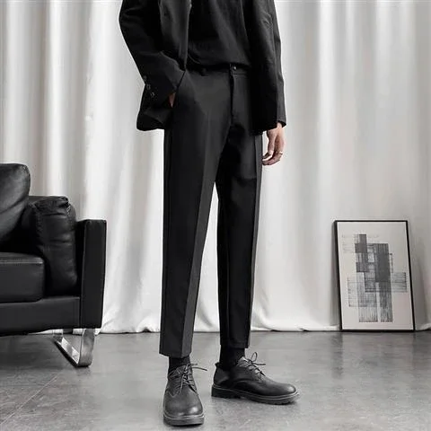 Description Picture 4 of itemWork Man Suits Pants Office Draped Fluid Slim Fit Trousers for Men Tressed Stylish Summer 2024 Formal Korean Reviews Many Cheap