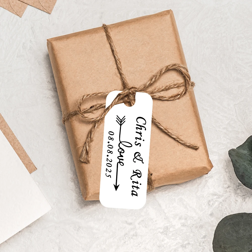 50/100 Stück individuelle weiße braune Geschenkanhänger für Hochzeiten, anpassbare Geschenkanhänger aus Papier, Hochzeit, Babyparty, Geburtstagszubehör – Detail 4