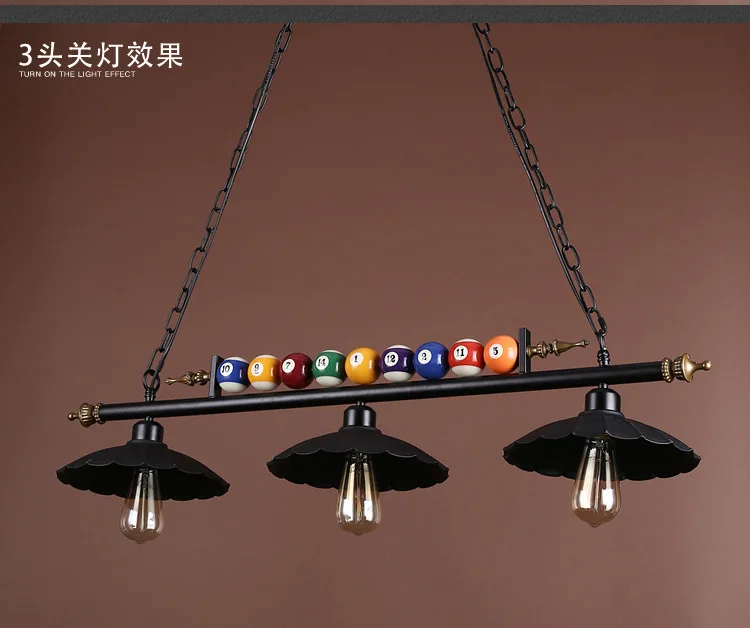 Dinning room hang lamps bar decorative wrought iron nostalgic industrial style American retro billiards chandelier hanging lights for kitchen Pendant Lights