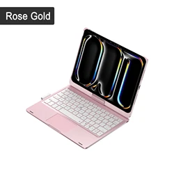 360° Rotating Magic Keyboard Case with Folio Design for Hebrew (Rose Gold)