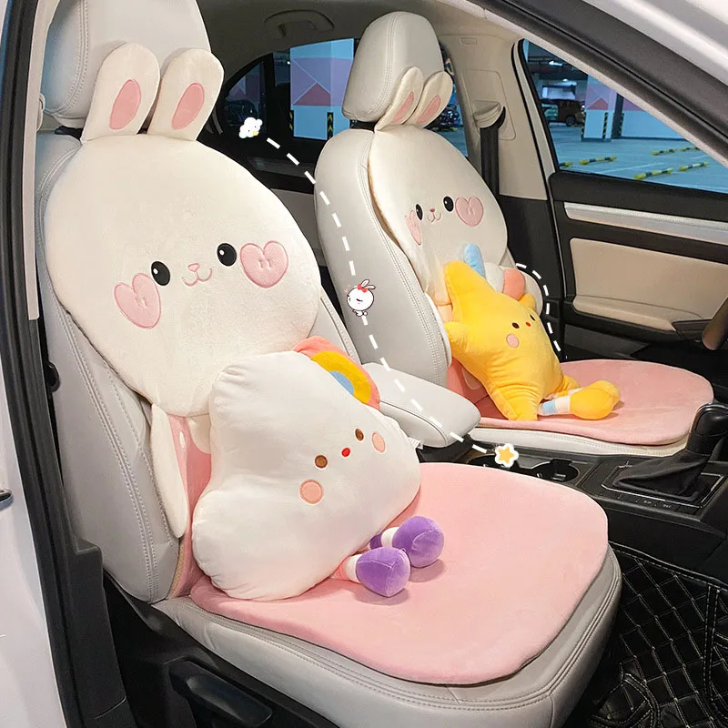 1pc Cute Cartoon Front Row Ice Silk Breathable Anti-slip Padded Bear Car  Seat Cushion