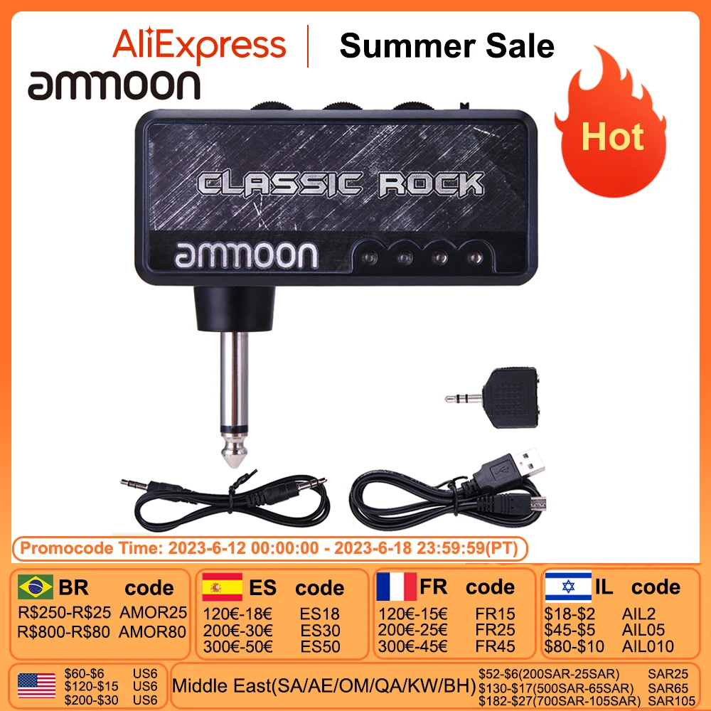 ammoon Electric Guitar Amplifier Amp Mini Headphone Amp Built in