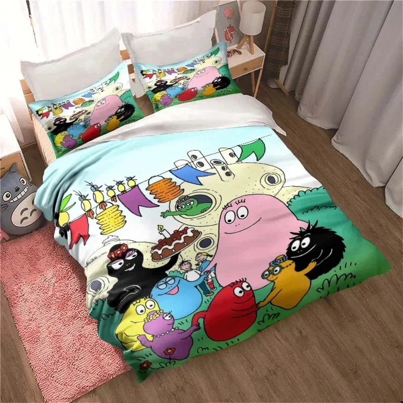 Les Barbapapa Family Cartoon 3 Piece Bedding Set Twin Duvet Cover Set All Season Quilt Cover  Bedding Set Twin Single Boys 3