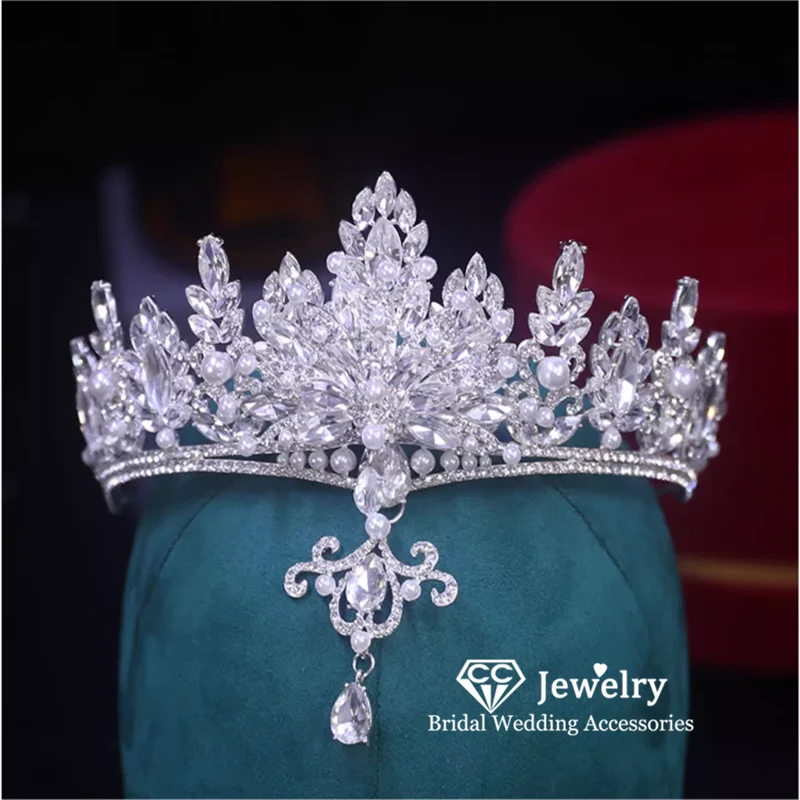 

CC имитация жемчуга короны женские аксессуары для волос Свадебные ободки для свадьбы обручальное украшение для волос с кристаллами кулоны подарок AN400